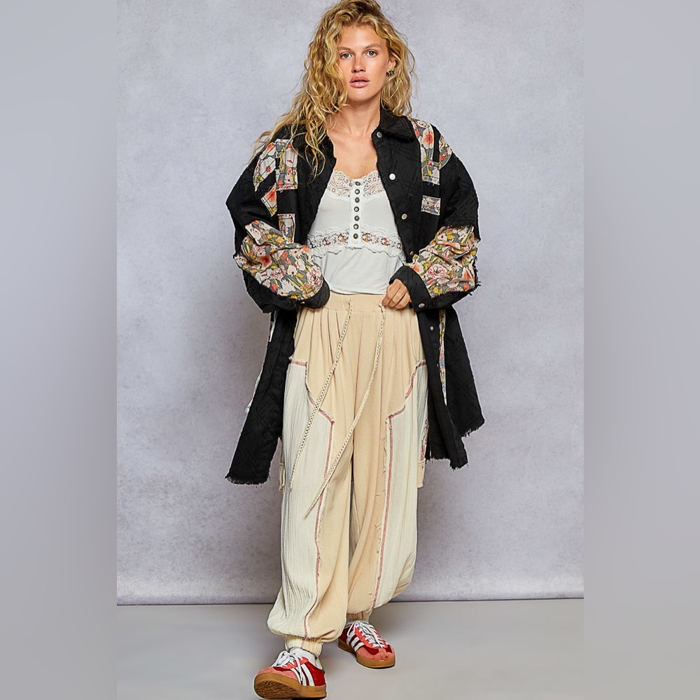 PT44 POL Black Floral Patchwork Jacket - Picture 2 of 4